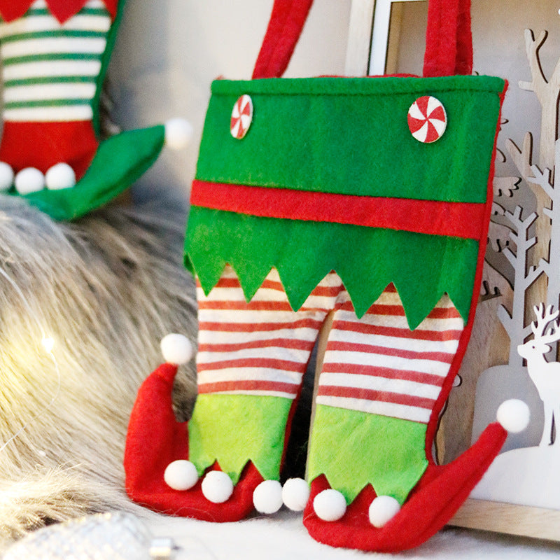 Wholesale Christmas Elf Leg Bag Candy Bag Santa Claus Non-woven Fabric Decorations